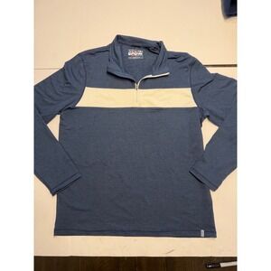 Marine Layer Weekend Sport Mens XL Blue Cream Stripe Quarter Zip Pullover Top